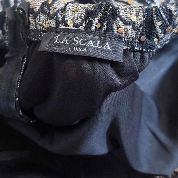 Y2K Sexy Vintage La Scala Lace Sequin Rhinestone Cocktail Dress Size Small/XS - Picture 5 of 5